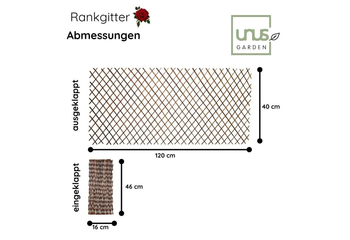 UNUS GARDEN Weiden-Rankgitter 5er Set Variabel Sichtschutz - Bild 3