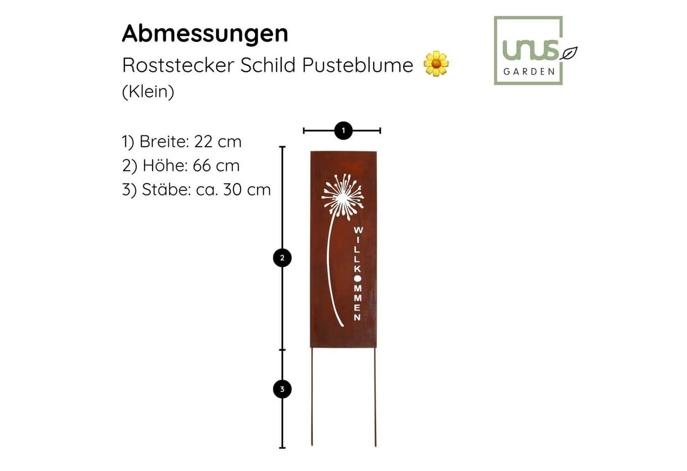UNUS GARDEN Gartenstecker Roststecker Pusteblume Braun Metall - Bild 4