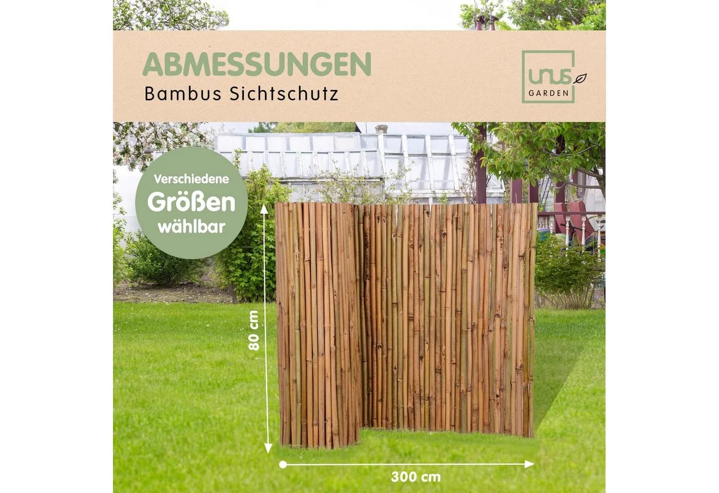 UNUS GARDEN Balkonsichtschutz Bambus Matte Witterungsbeständig - Bild 3