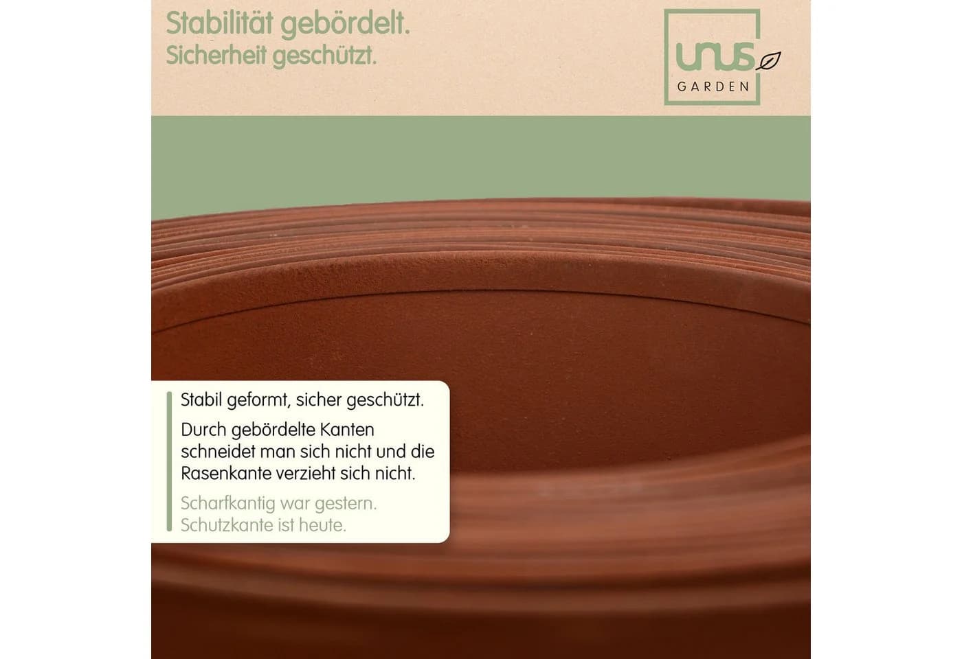 UNUS GARDEN Rasenkante Beeteinfassung Rostoptik 10m - Bild 5