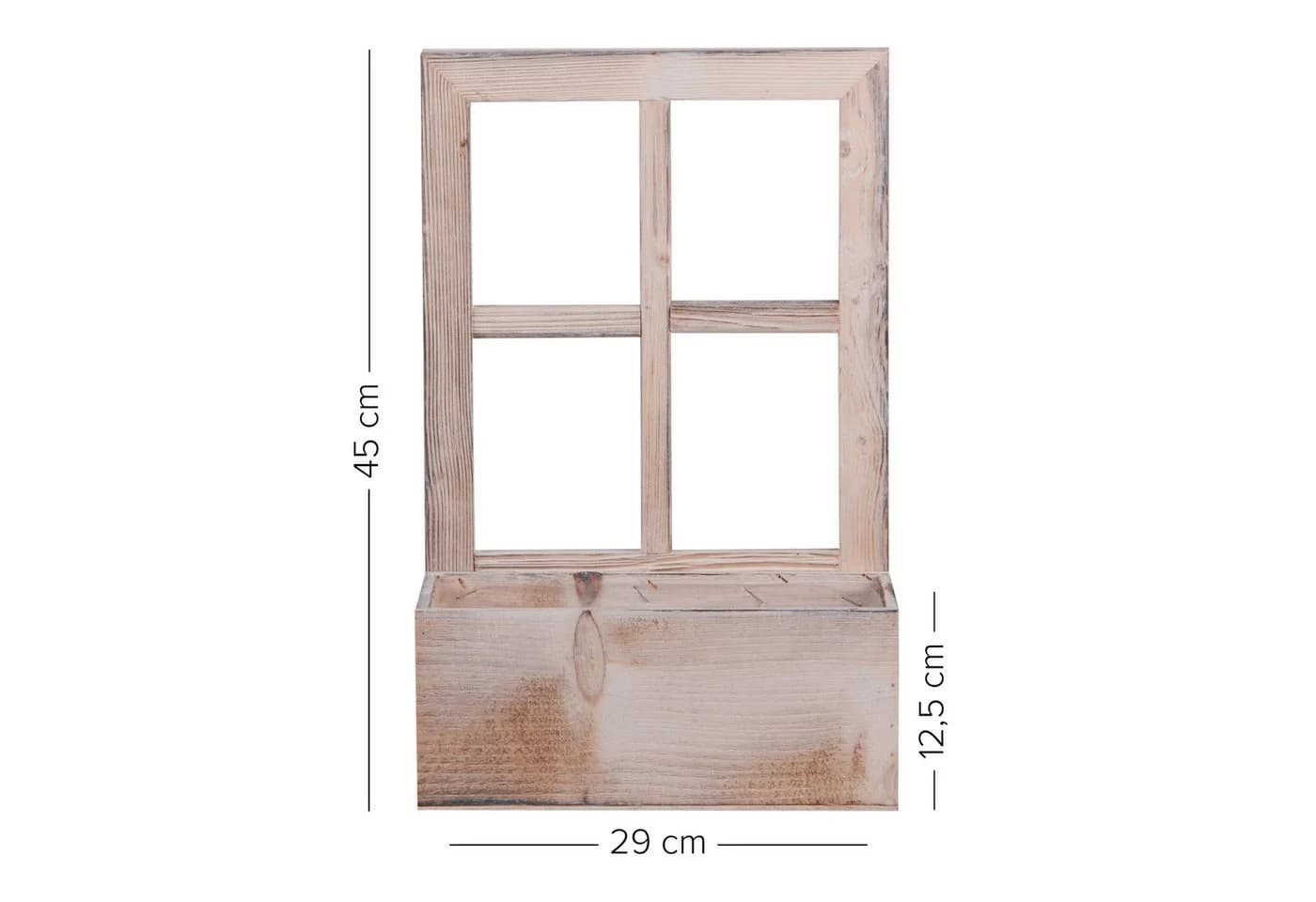 UNUS HOME Deko Holzfenster mit Blumenkasten Vintage Altholzoptik