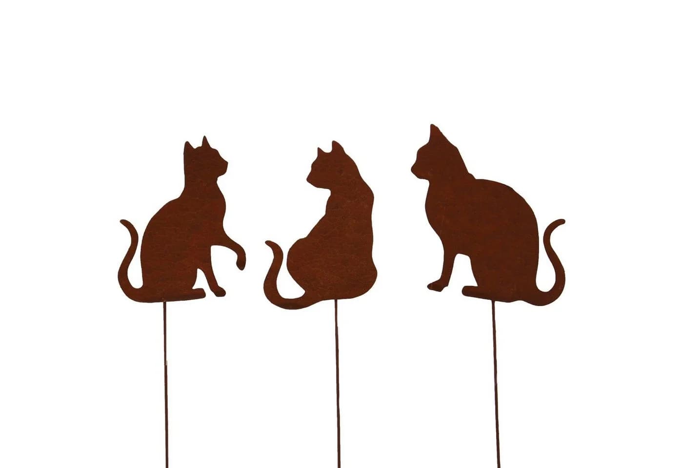UNUS GARDEN Katzen-Gartenstecker 3er Set Rostoptik Metall - Bild 2