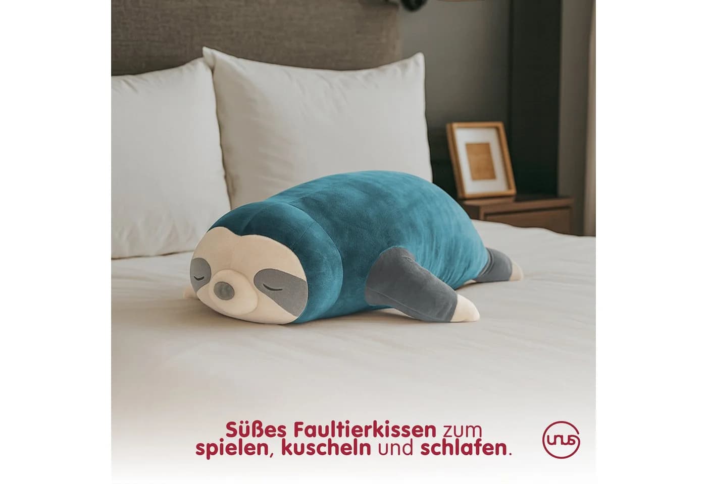 UNUS HOME Seitenschläferkissen Faultier Türkis Kissen - Bild 3
