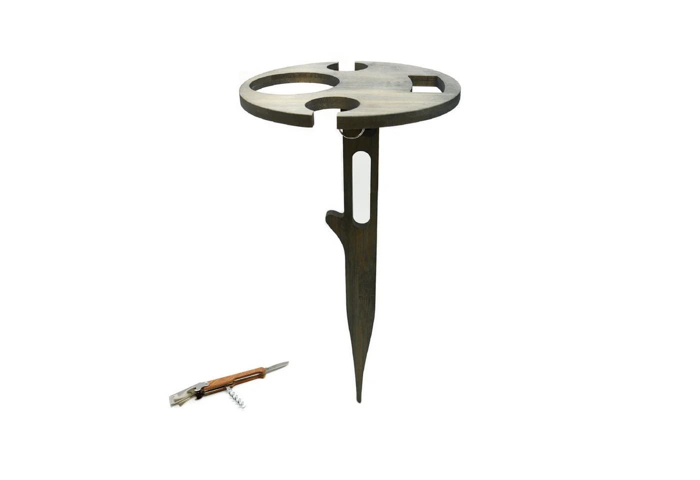 UNUS GARDEN Klapptisch Weinhalter Bambus Grau Outdoor - Bild 2