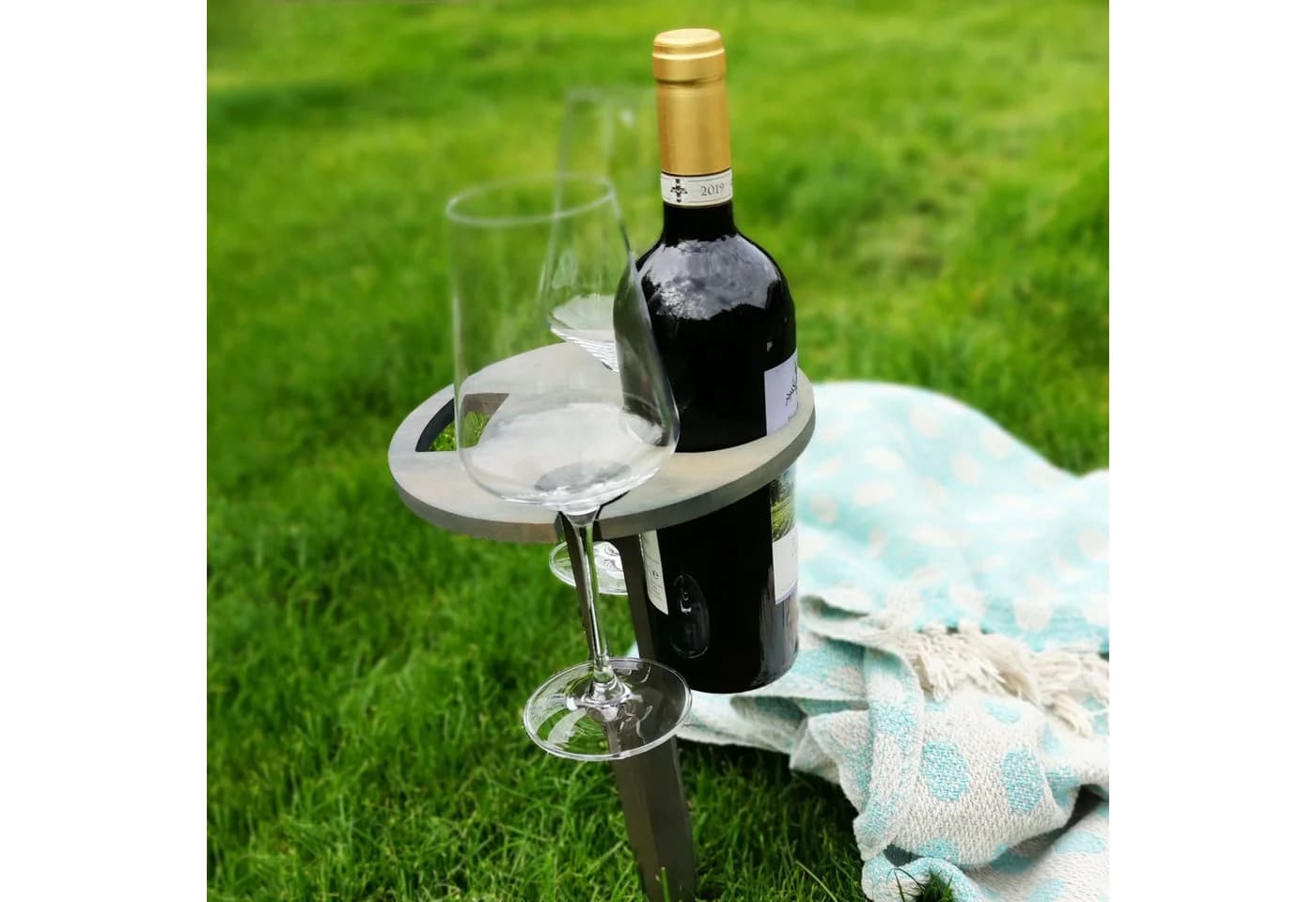 UNUS GARDEN Klapptisch Weinhalter Bambus Grau Outdoor - Bild 3