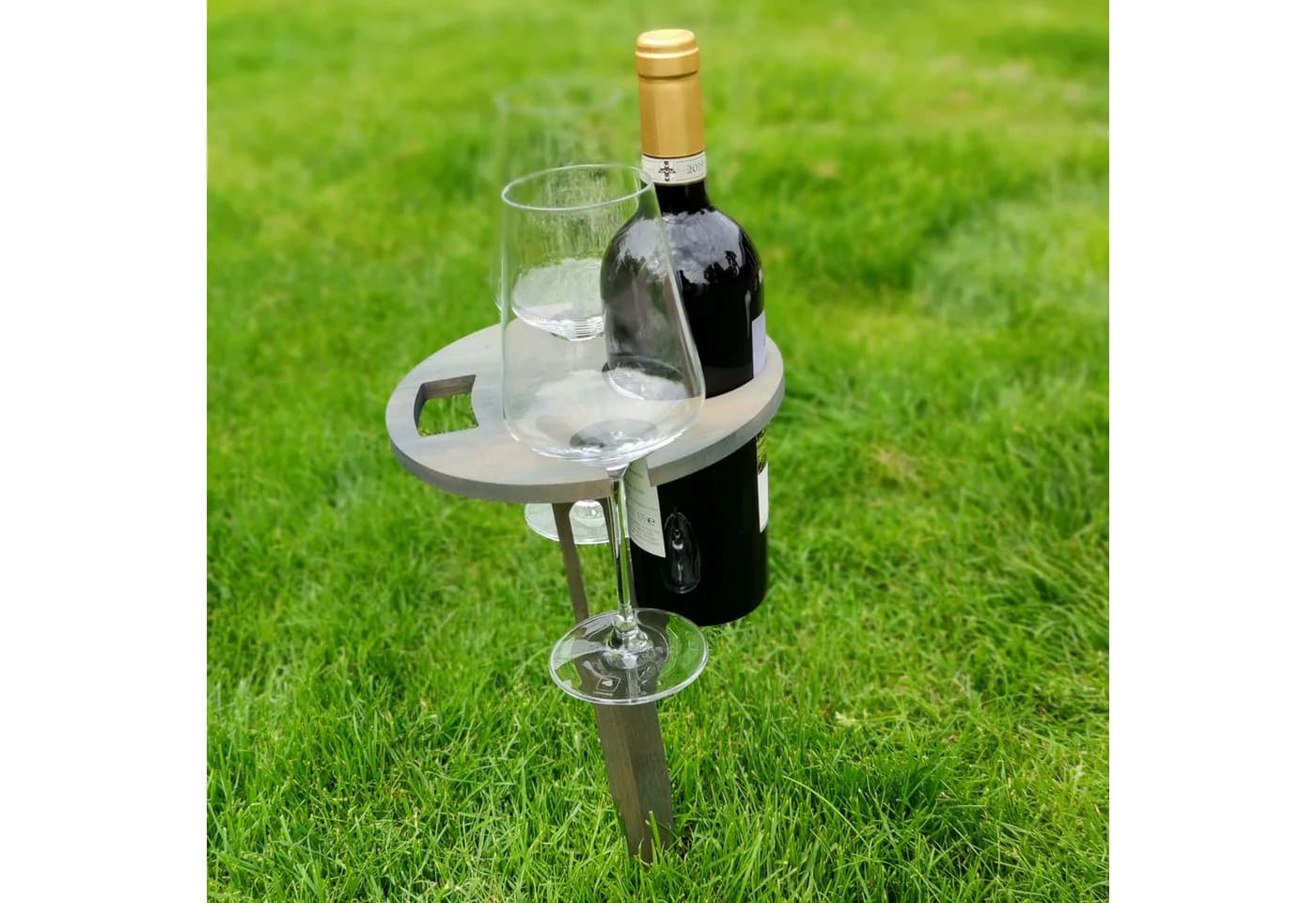 UNUS GARDEN Klapptisch Weinhalter Bambus Grau Outdoor - Bild 4