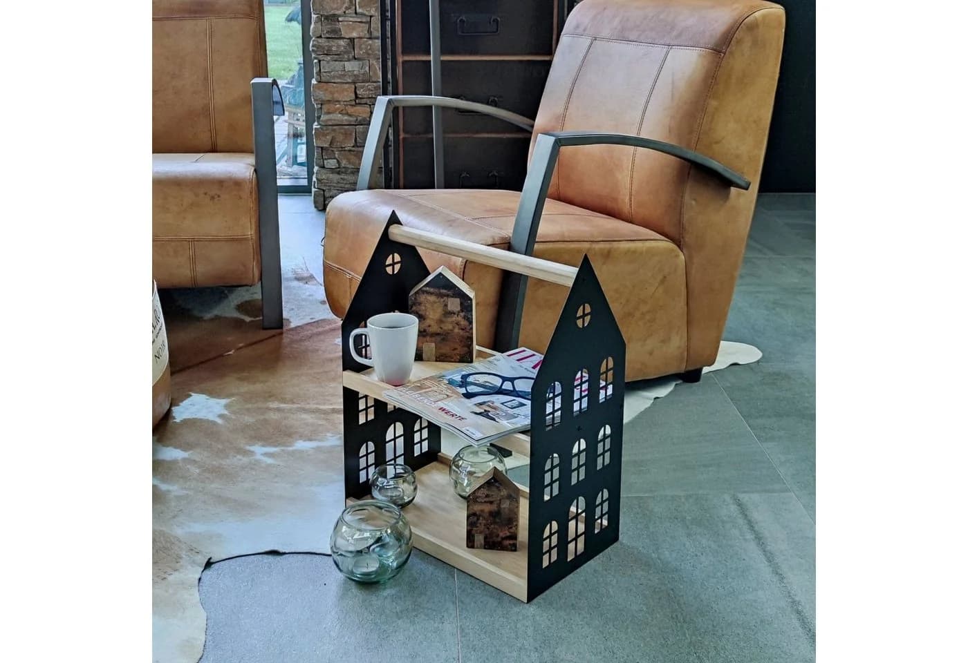 UNUS HOME Etagere Schwarz Metall und Holz