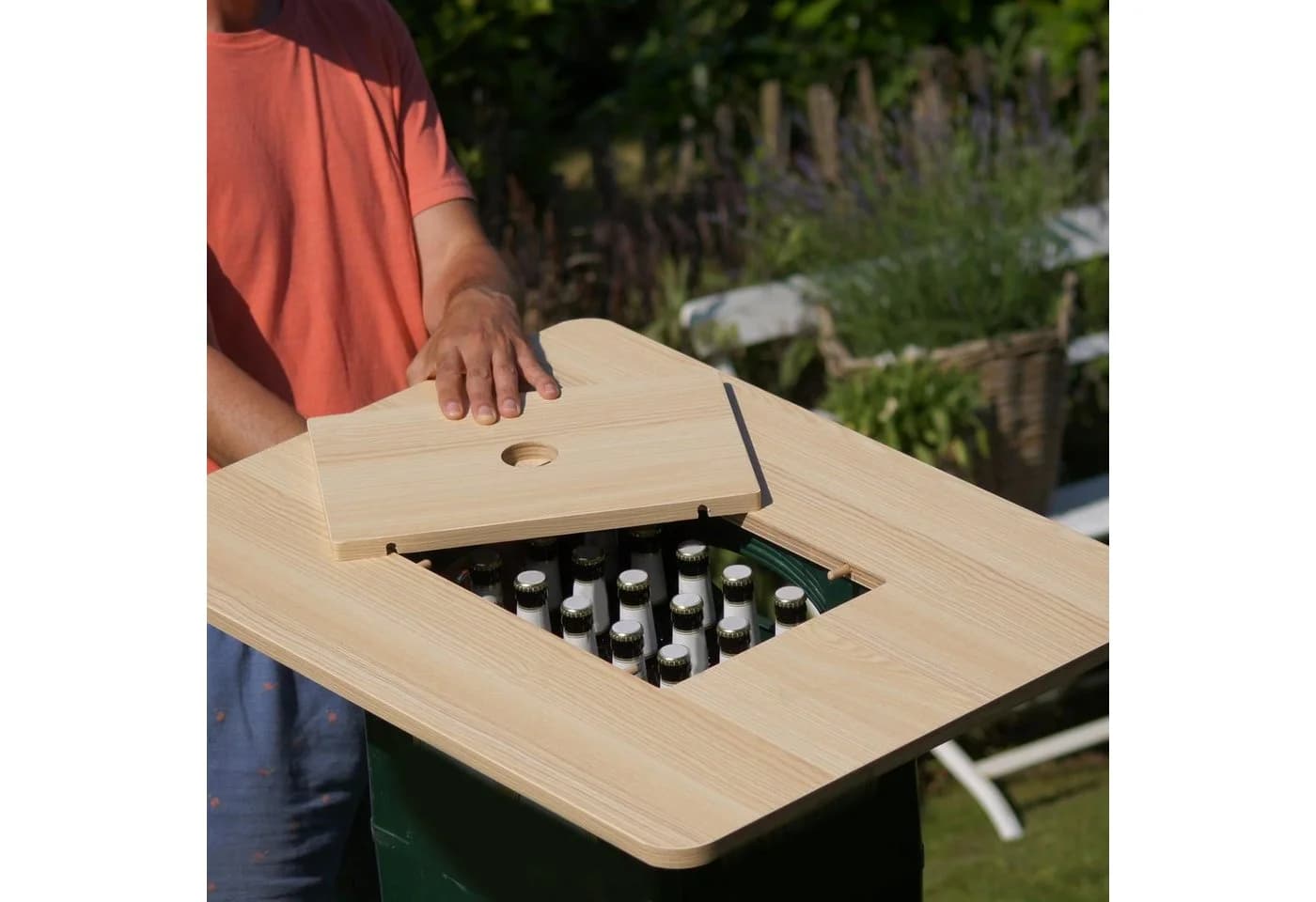 UNUS GARDEN Stehtisch Bierkasten-Tischaufsatz für einen Stehtisch aus Holz