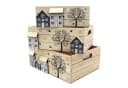 UNUS HOME Dekokiste 3er Set Weiß Holz mit Motiv Bild 2
