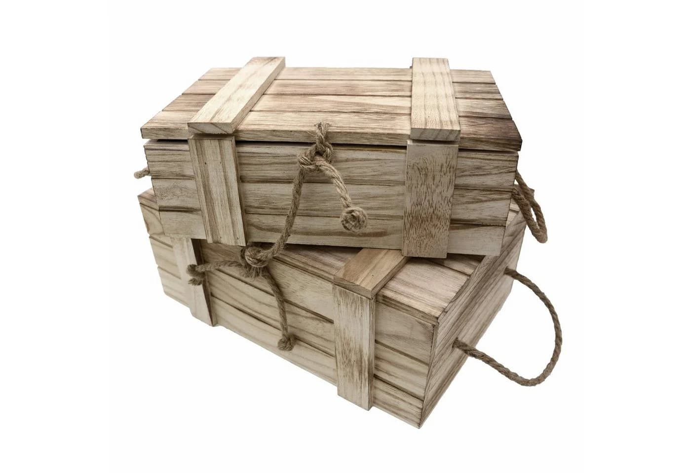 UNUS HOME Dekokiste Holz-Kisten mit Deckel 2er Set Braun - Bild 2