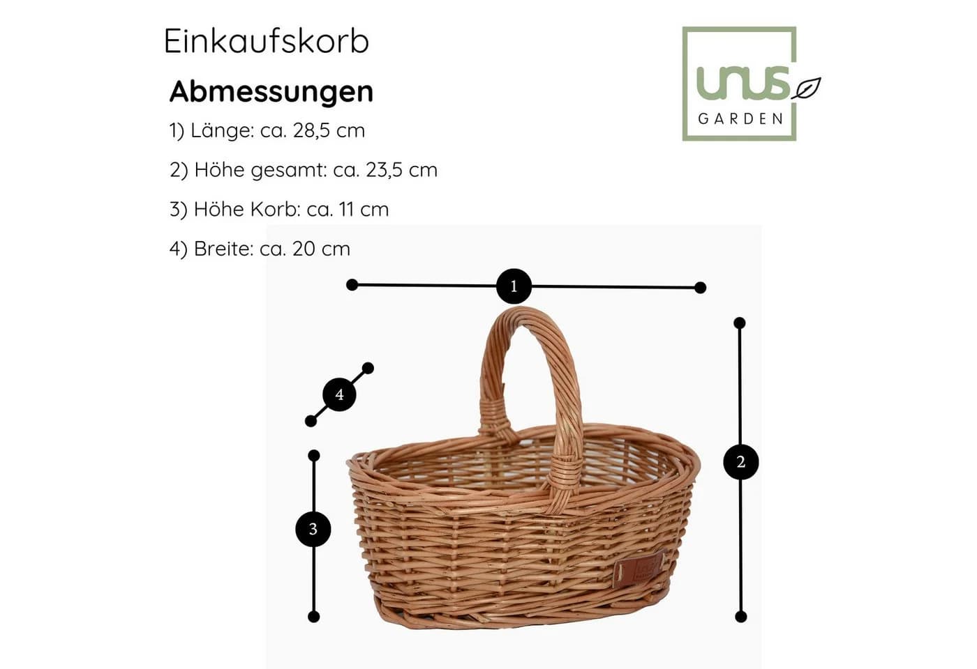 UNUS HOME Einkaufskorb für Kinder 28x20x23,5 cm Weidenkorb - Bild 4