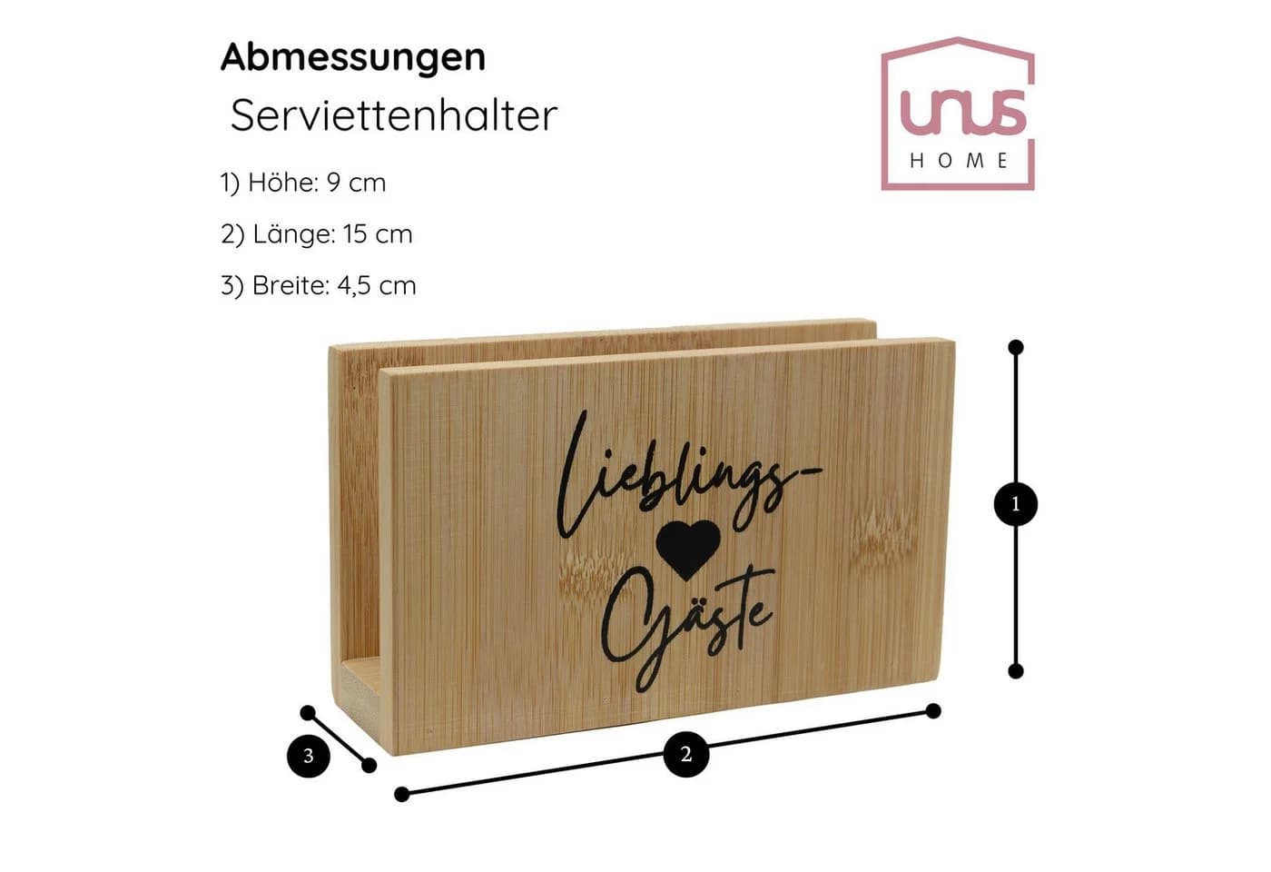 UNUS HOME Serviettenhalter Bambus Stilvoll - Bild 5