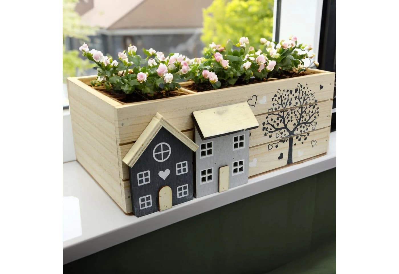 UNUS HOME Dekokisten 3er Set Weiß Holz Pflanzbar