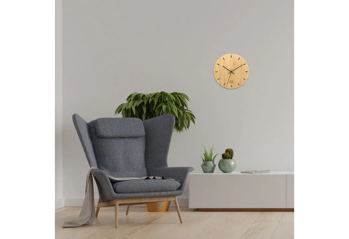 UNUS HOME Bambus Wanduhr 30 cm Naturfarben - Bild 3