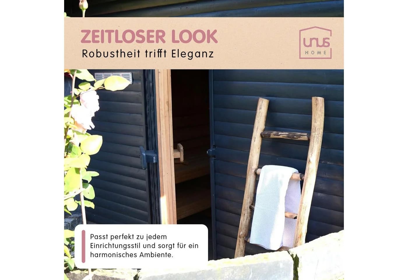UNUS HOME Regalleiter Deko-Holzleiter Old-Look Eschenholz - Bild 5