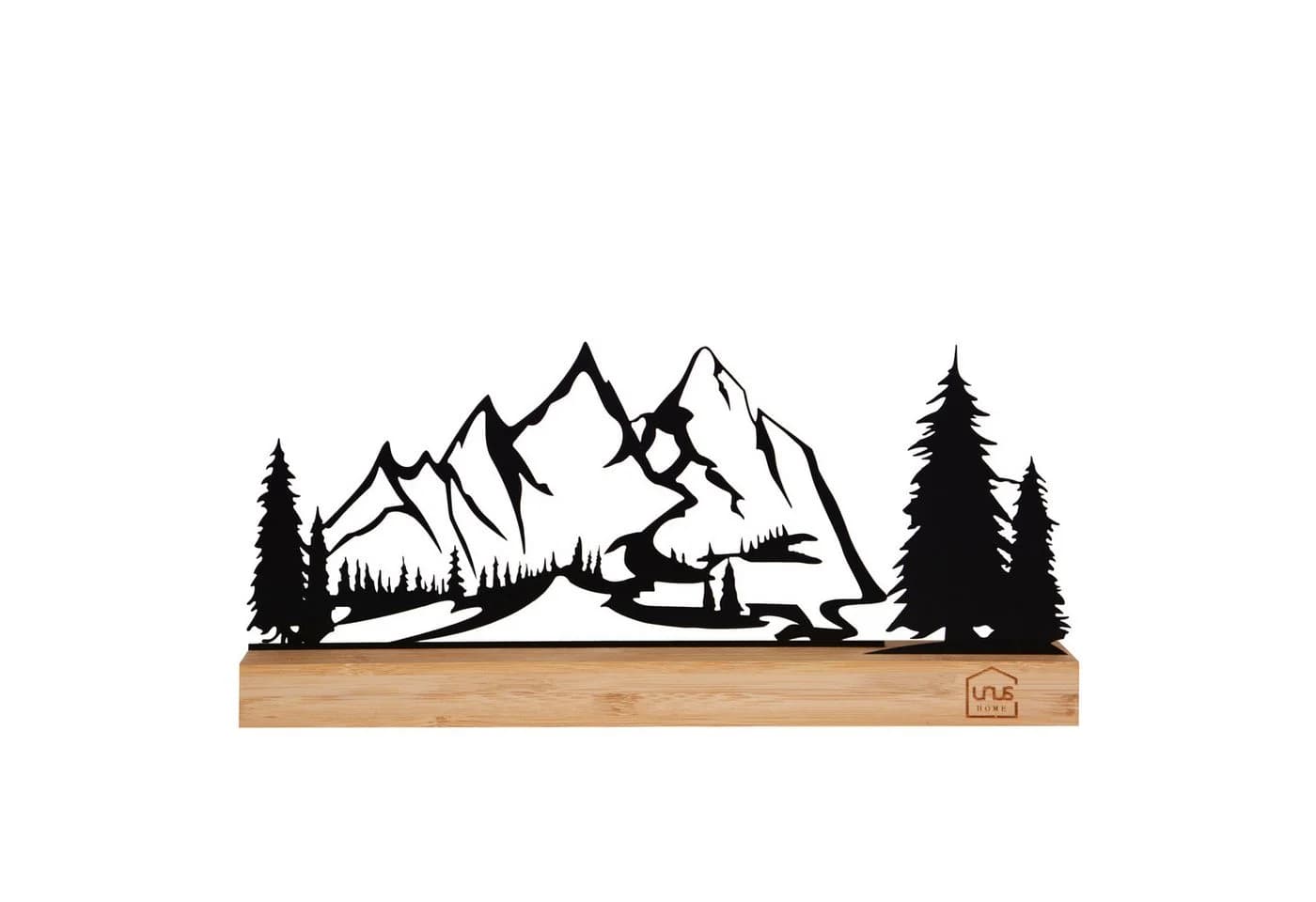 UNUS HOME Dekofigur Aufsteller Berglandschaft Metall Bambus - Bild 2