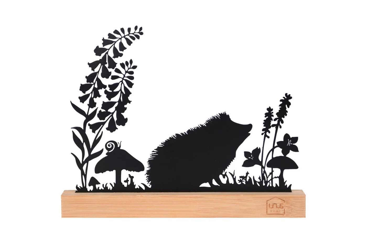 UNUS HOME Igel-Silhouette Dekofigur Schwarz Bambus-Sockel - Bild 2