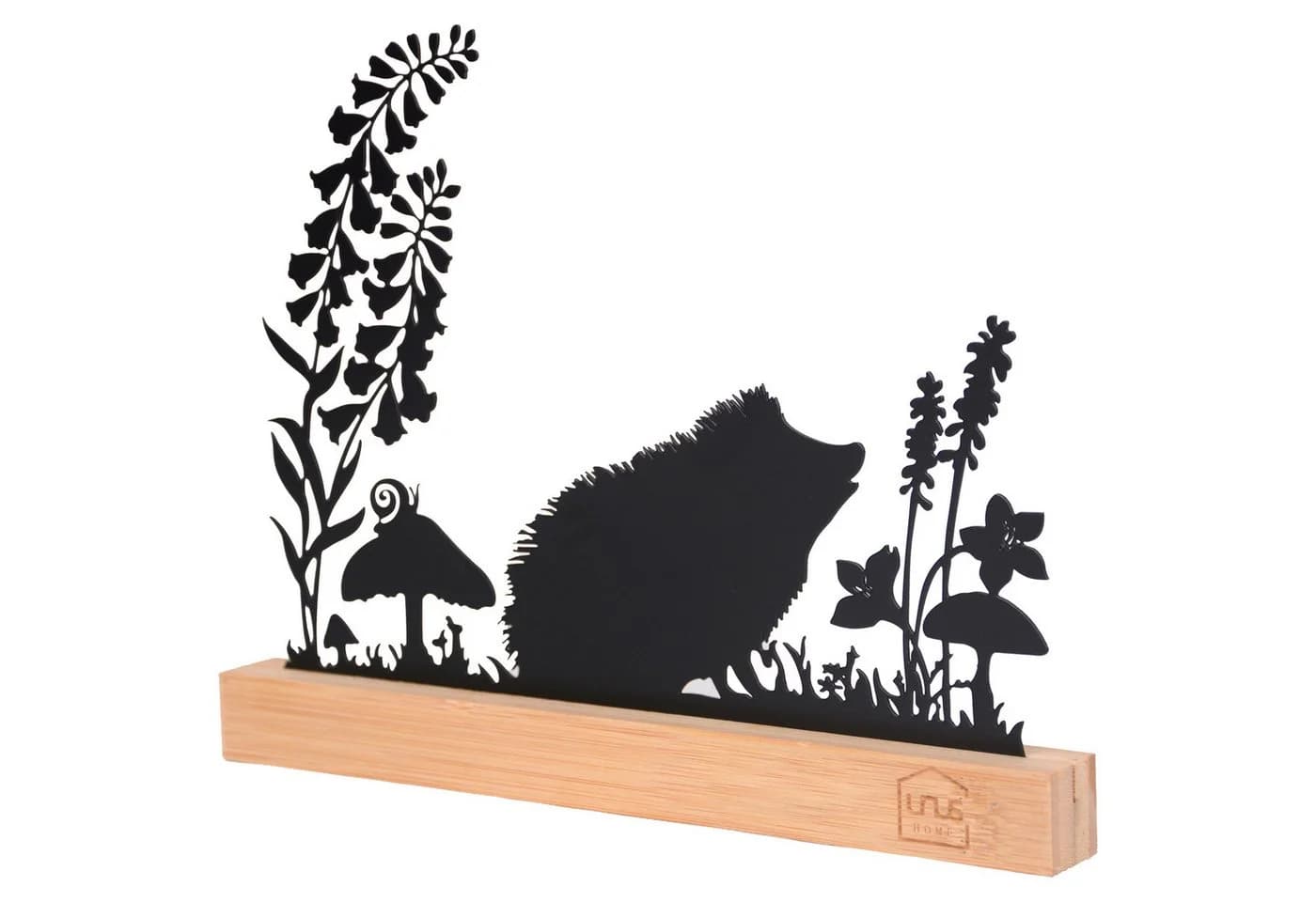 UNUS HOME Igel-Silhouette Dekofigur Schwarz Bambus-Sockel - Bild 3