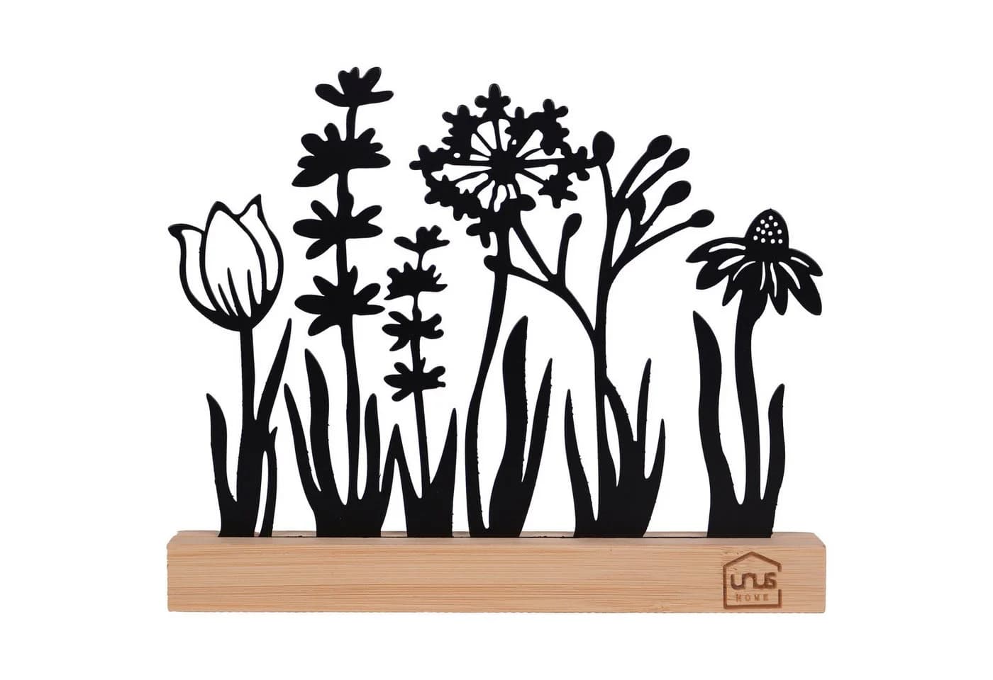 UNUS HOME Dekofigur Blumenwiese Silhouette Schwarz Metall Bambus - Bild 2