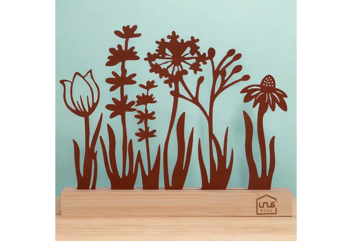 UNUS HOME Dekofigur Blumenwiese Silhouette Rost Metall Bambus - Bild 3