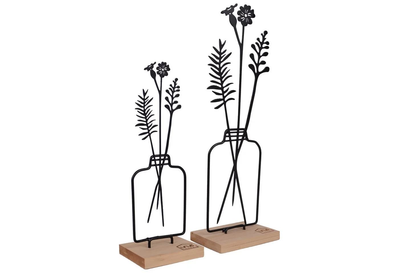 UNUS HOME Blumenvase Silhouette 2er Set Metall Bambus Schwarz - Bild 2