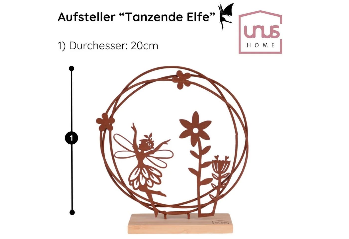 UNUS HOME Dekofigur Tanzende Fee Metall Bambus 20cm - Bild 5