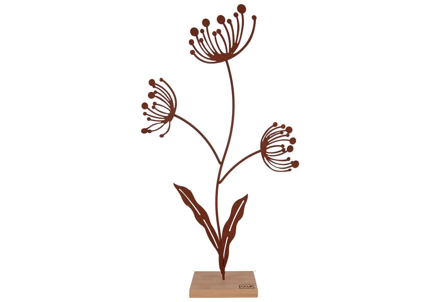 UNUS HOME Dekofigur Blumen-Silhouette Metall Bambus-Holz Rost - Bild 2
