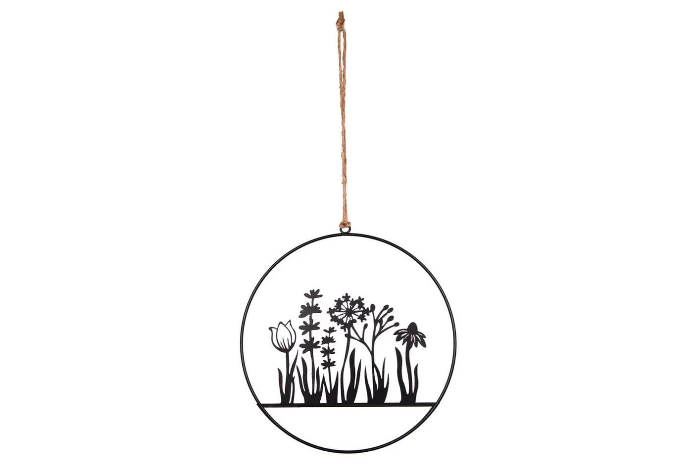 UNUS HOME Wanddekoobjekt Aufhänger Blumenornament Metall Schwarz - Bild 2