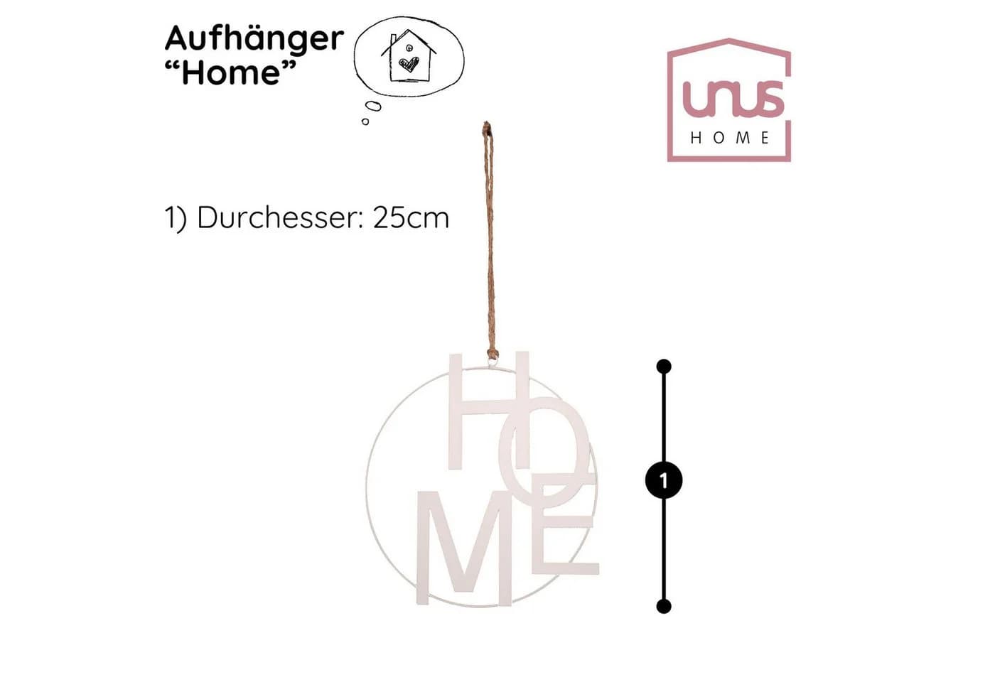 UNUS HOME Wanddekoobjekt Aufhänger HOME Weiß/Schwarz Metall - Bild 4