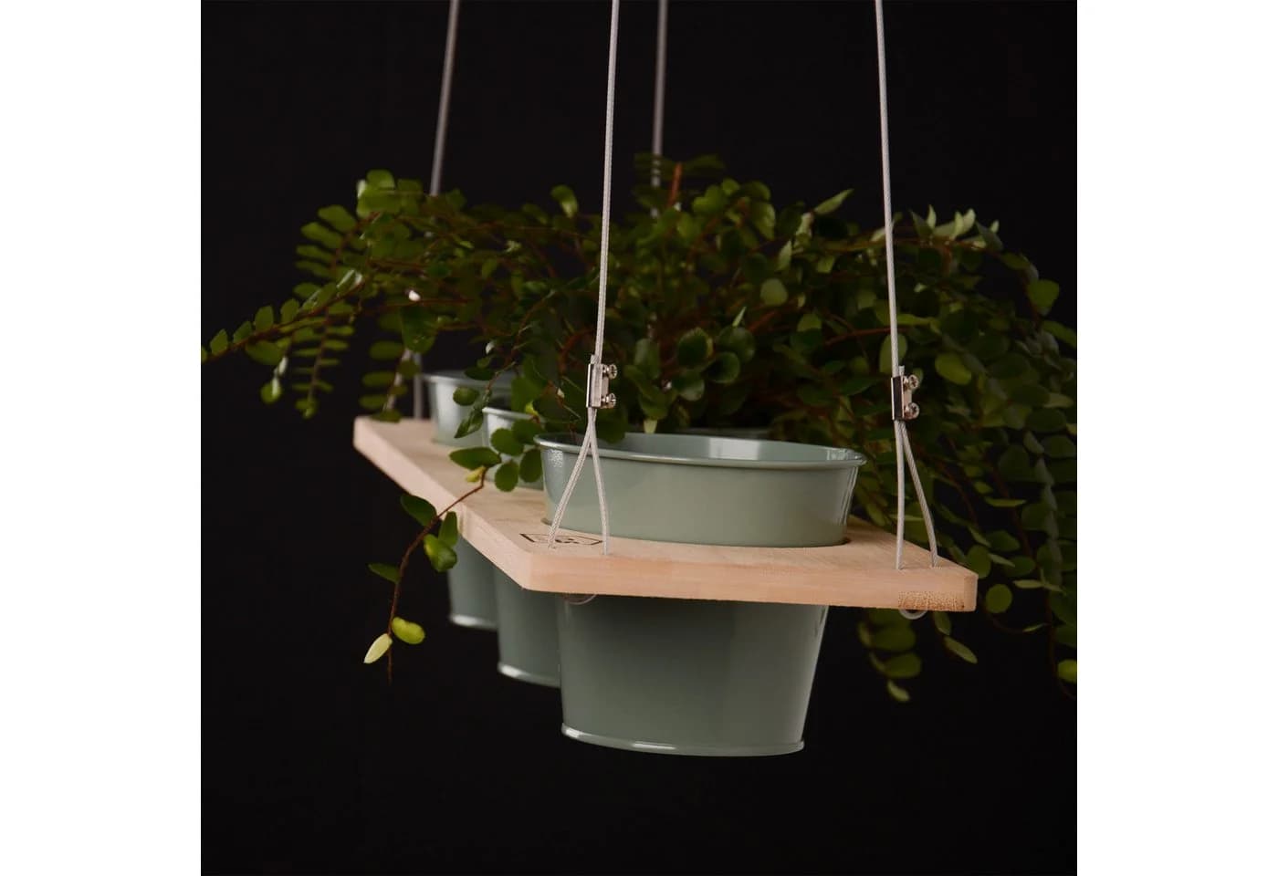 UNUS HOME Kräuterbar Bambus 60cm Grün Drahtseilaufhängung