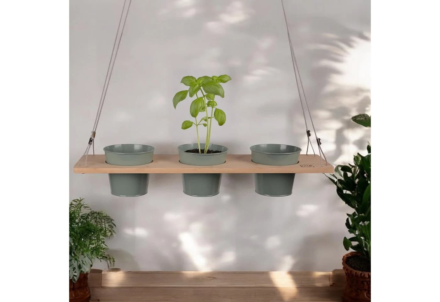 UNUS HOME Kräuterbar Bambus 60cm Grün Drahtseilaufhängung - Bild 3