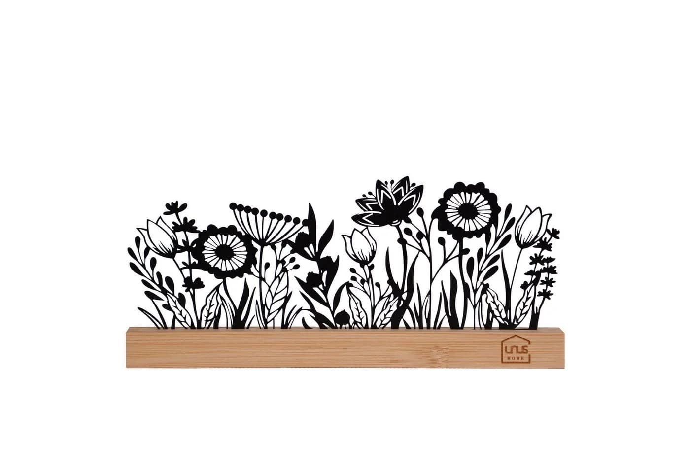 UNUS HOME Dekofigur Aufsteller Blumenwiese Schwarz Bambus Metall - Bild 2