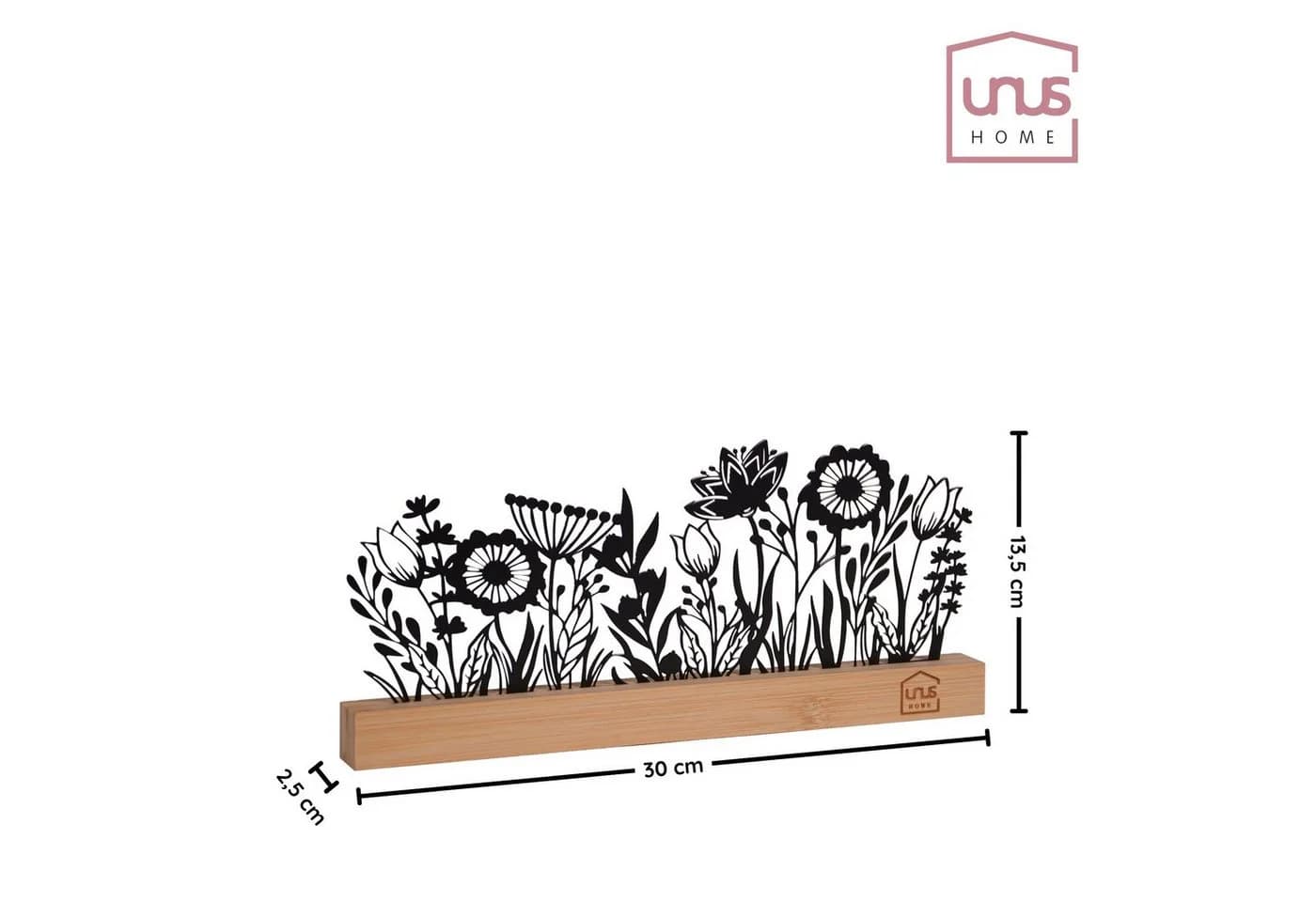 UNUS HOME Dekofigur Aufsteller Blumenwiese Schwarz Bambus Metall - Bild 4