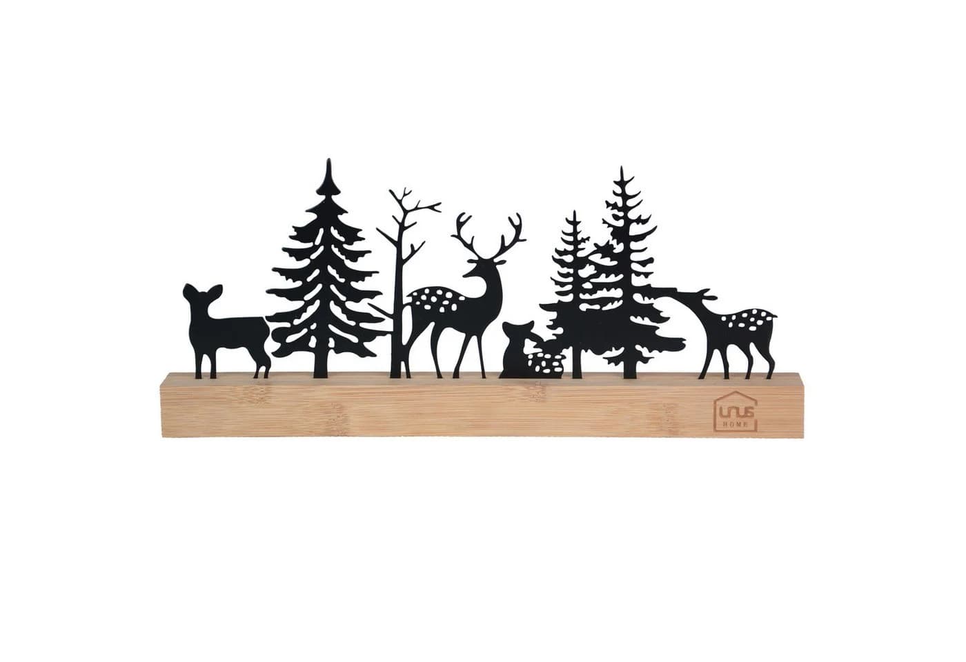 UNUS HOME Dekofigur Wald-Silhouette Schwarz Metall Bambus - Bild 2