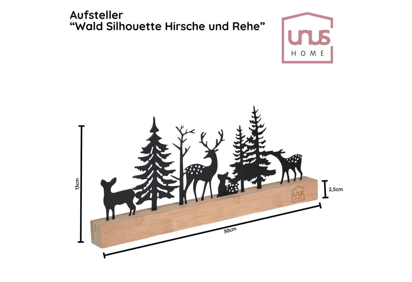 UNUS HOME Dekofigur Wald-Silhouette Schwarz Metall Bambus - Bild 4