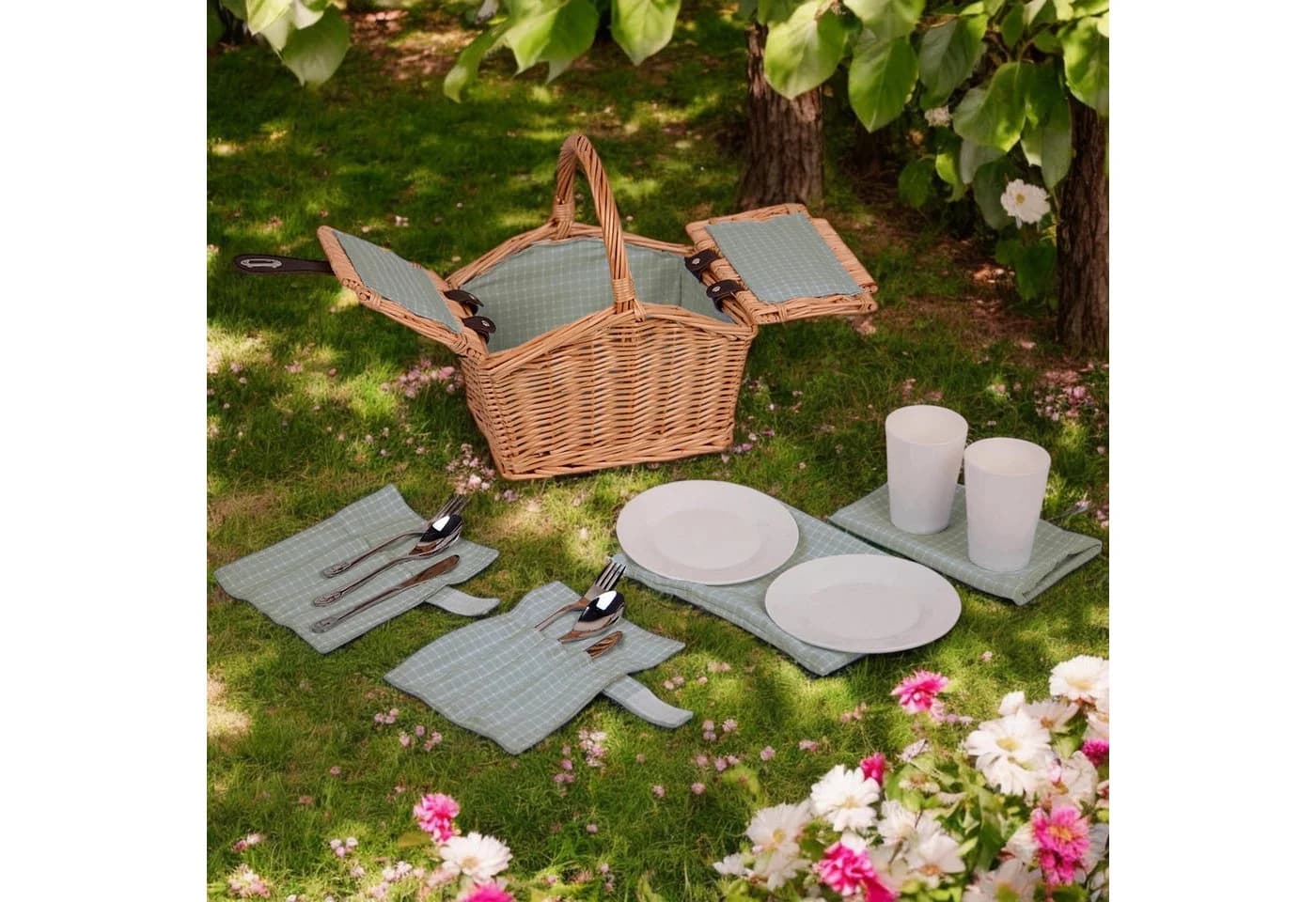 UNUS GARDEN Picknickkorb Kinder Grün Weide