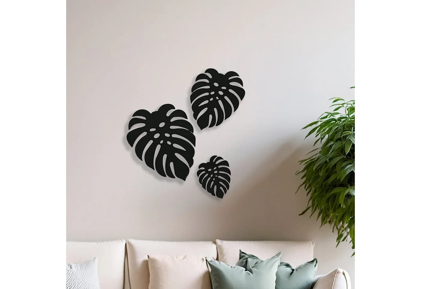 UNUS HOME Wanddekoobjekt Monstera Blätter aus Metall im 3er Set