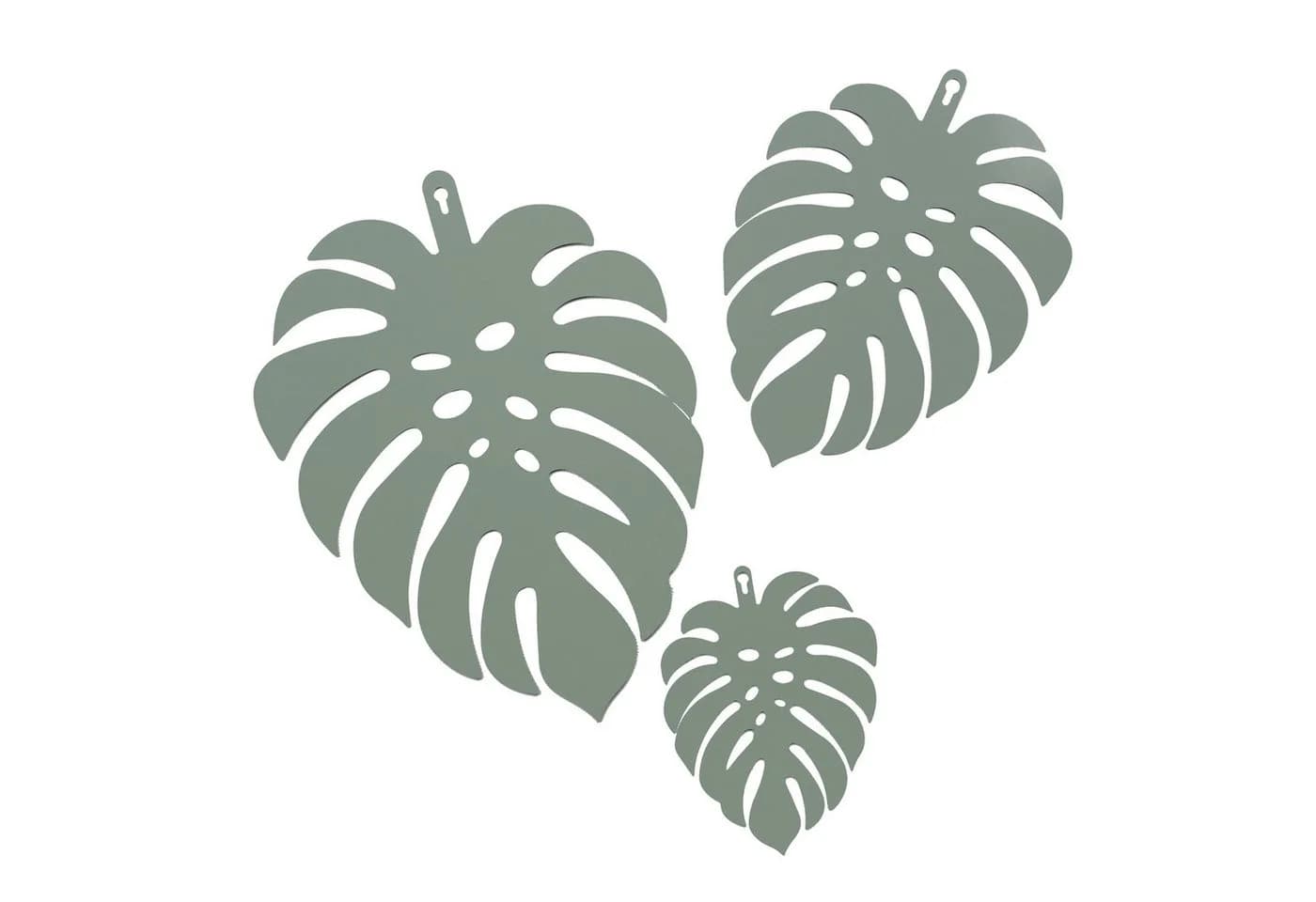 UNUS HOME Wanddeko Monstera Metall 3er-Set Grün - Bild 2