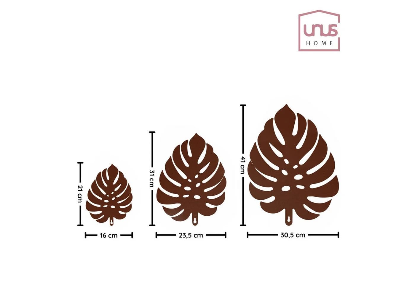 UNUS HOME Wanddeko Monstera Metall 3er-Set Grün - Bild 4