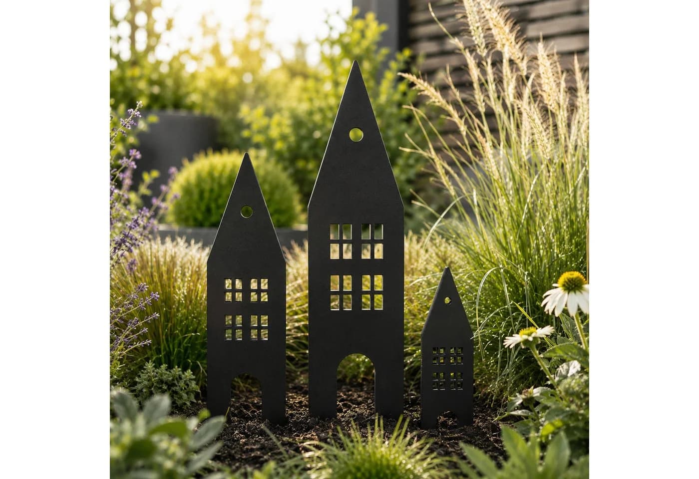 UNUS Garden 3er Set Gartenstecker Schwarz Metall - Bild 4