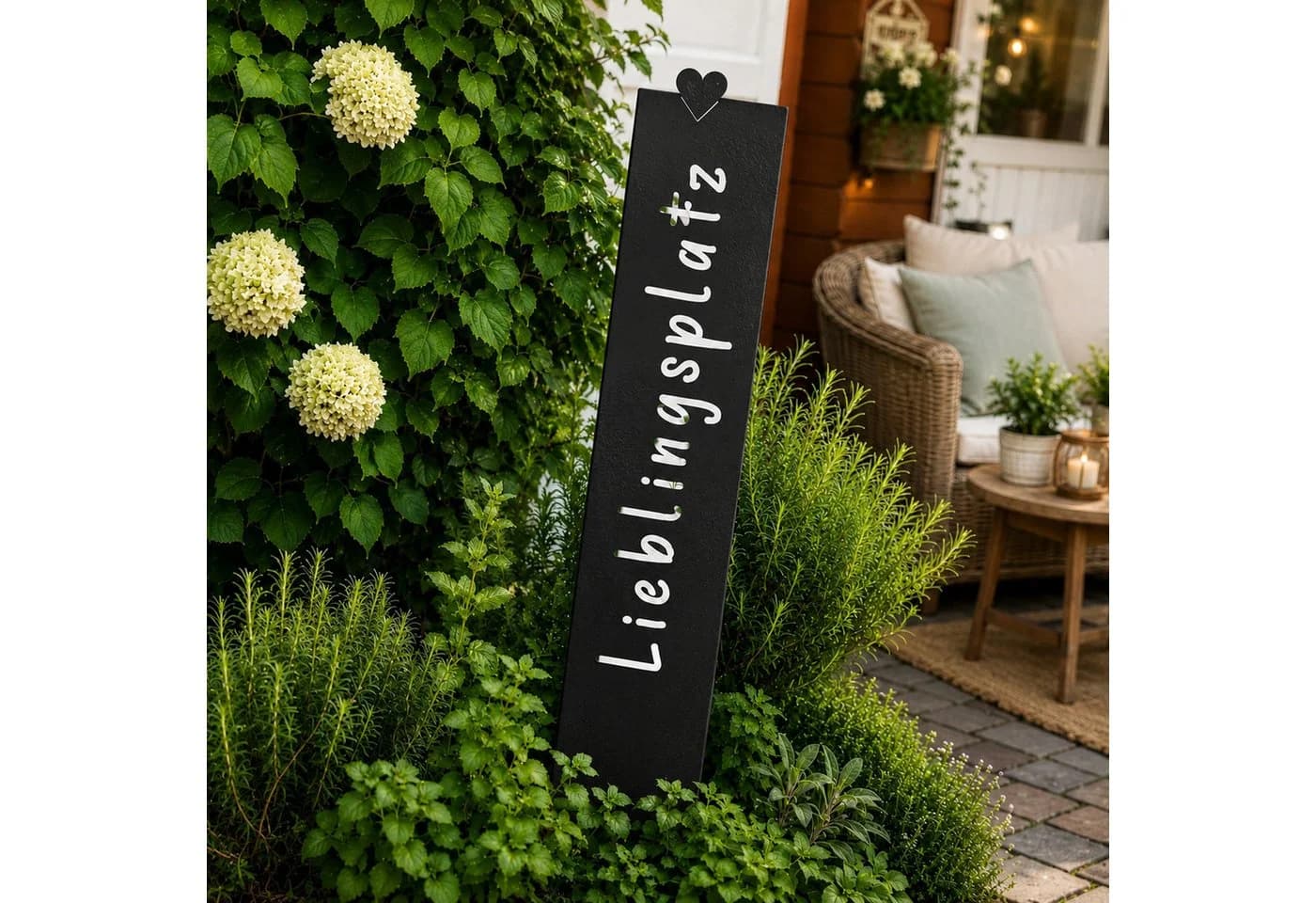 UNUS GARDEN Gartenstecker Metallschild "Lieblingsplatz" Schwarz