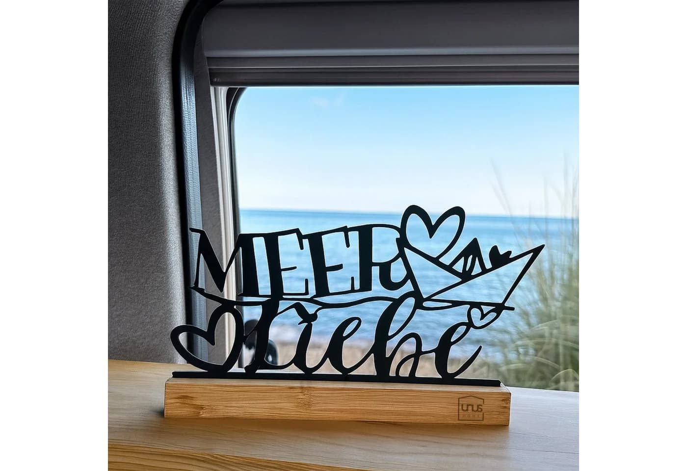 UNUS HOME Deko-Aufsteller Meer Liebe Schwarz Metall Bambus - Bild 3