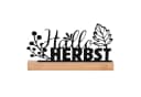 UNUS HOME Dekofigur Aufsteller Hallo Herbst Metall Schwarz Bambus Sockel Bild 2