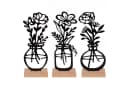 UNUS HOME Deko-Aufsteller 3er Set „Vase mit Blumen“ Schwarz Metall Bambus Bild 2