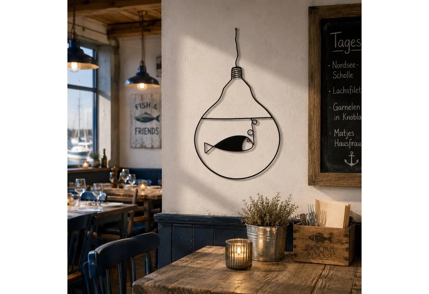 UNUS HOME Wanddeko Glühbirne mit Fischmotiv Metall schwarz - Bild 3