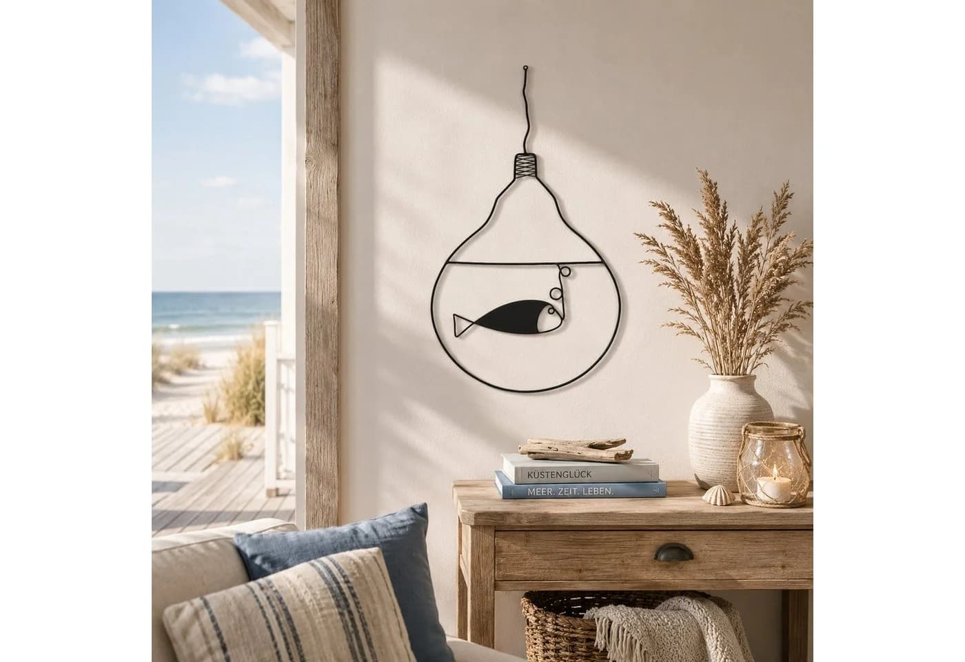 UNUS HOME Wanddeko Glühbirne mit Fischmotiv Metall schwarz - Bild 4