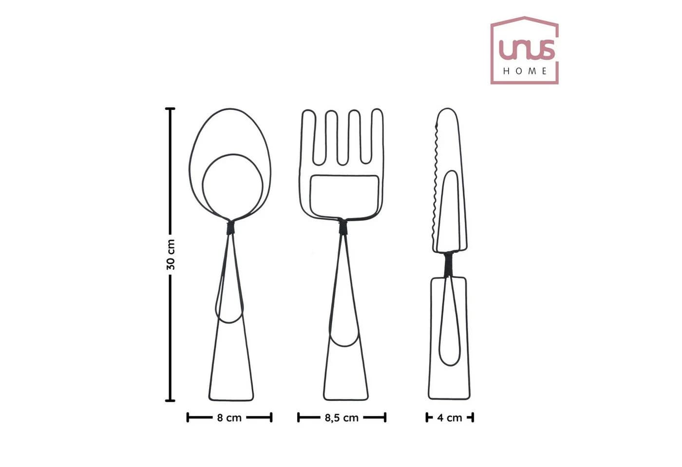 UNUS HOME Wanddeko Besteck Metall 3er Set Schwarz - Bild 4