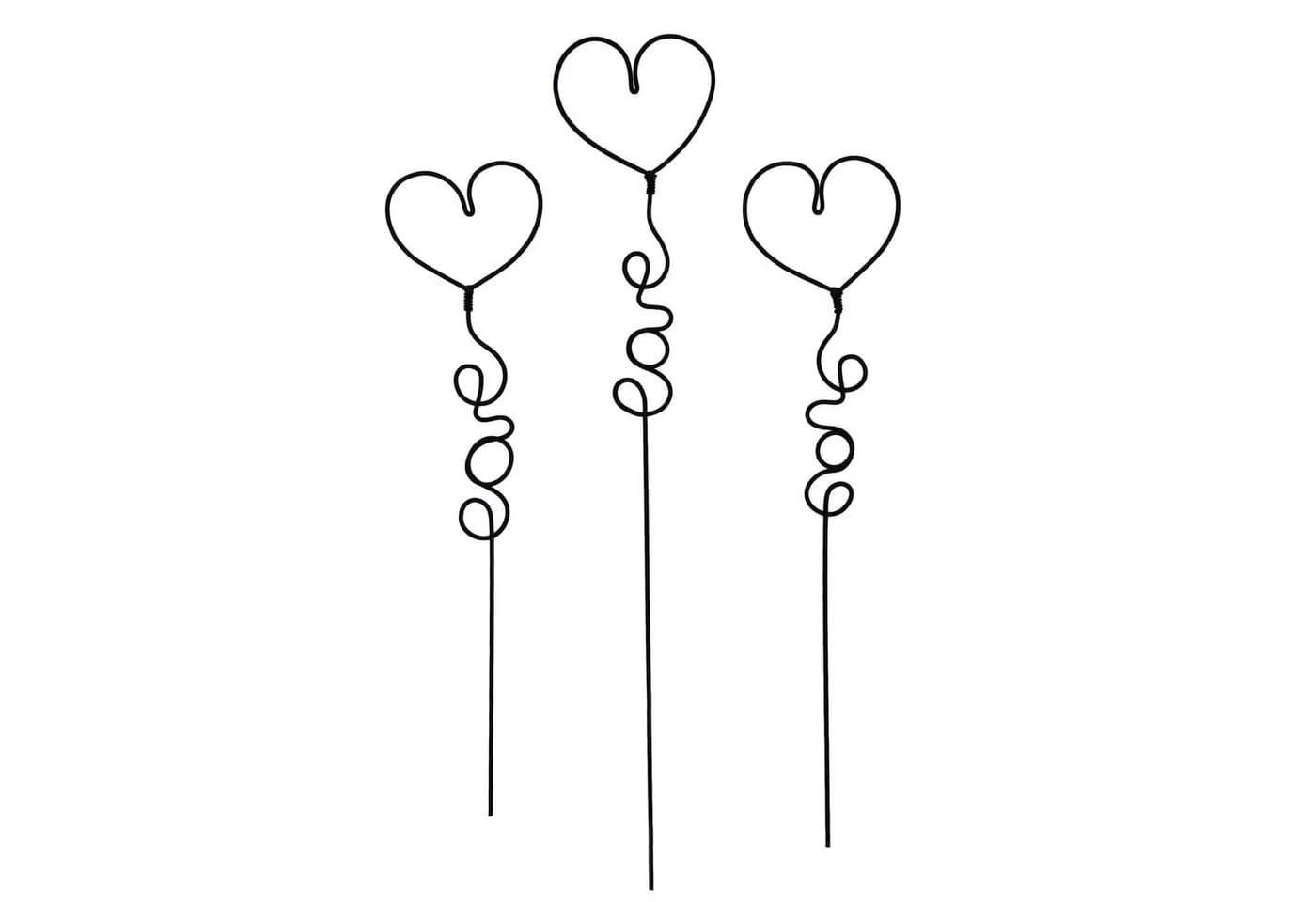 UNUS GARDEN Gartenstecker Herzen 3er Set Schwarz Metall - Bild 2