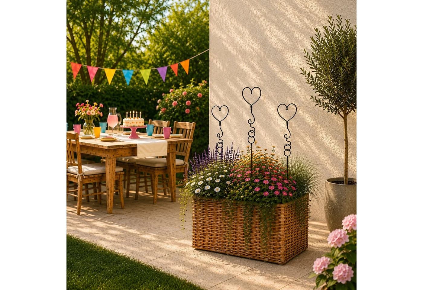 UNUS GARDEN Gartenstecker Herzen 3er Set Schwarz Metall - Bild 3