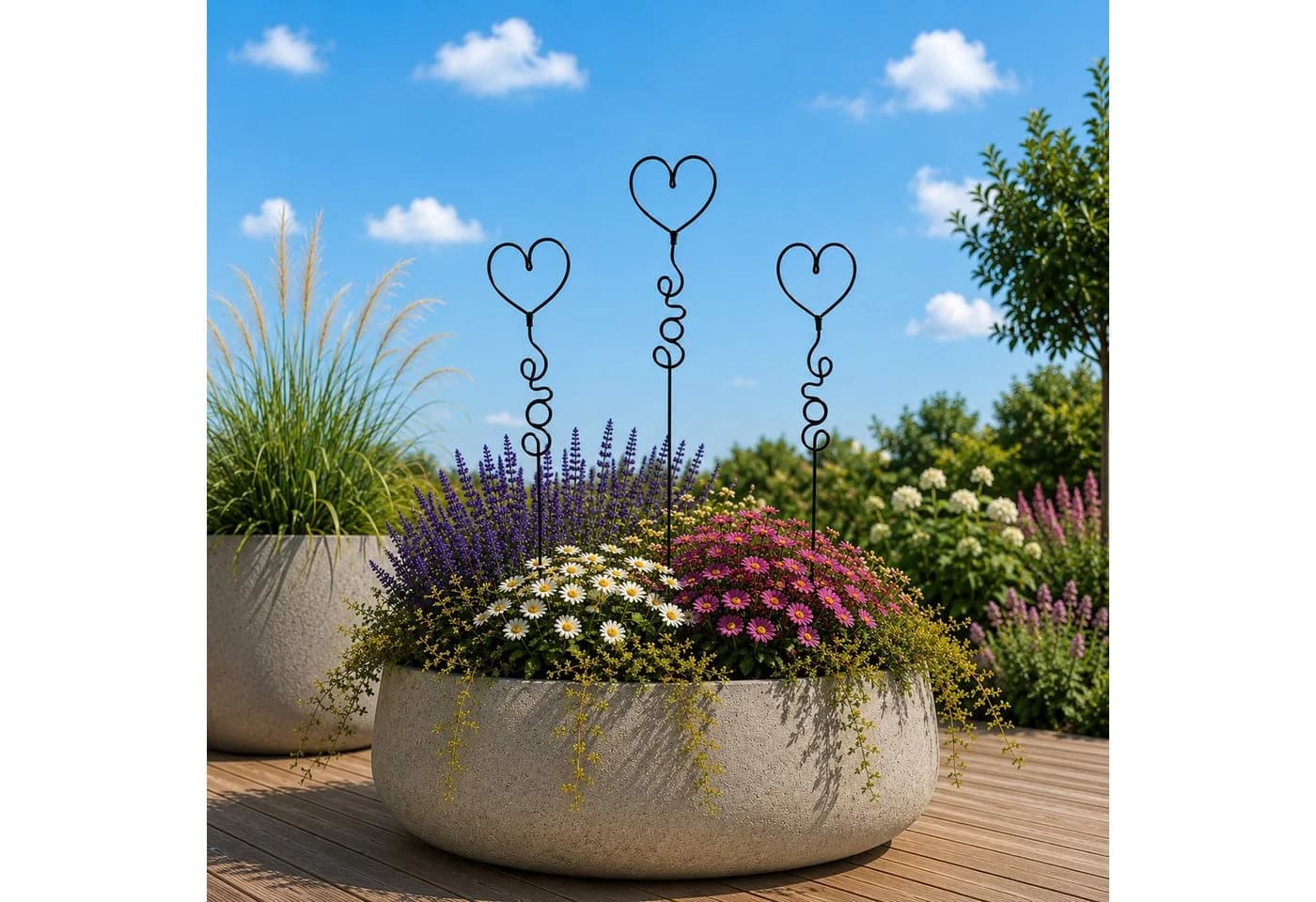 UNUS GARDEN Gartenstecker Herzen 3er Set Schwarz Metall - Bild 4
